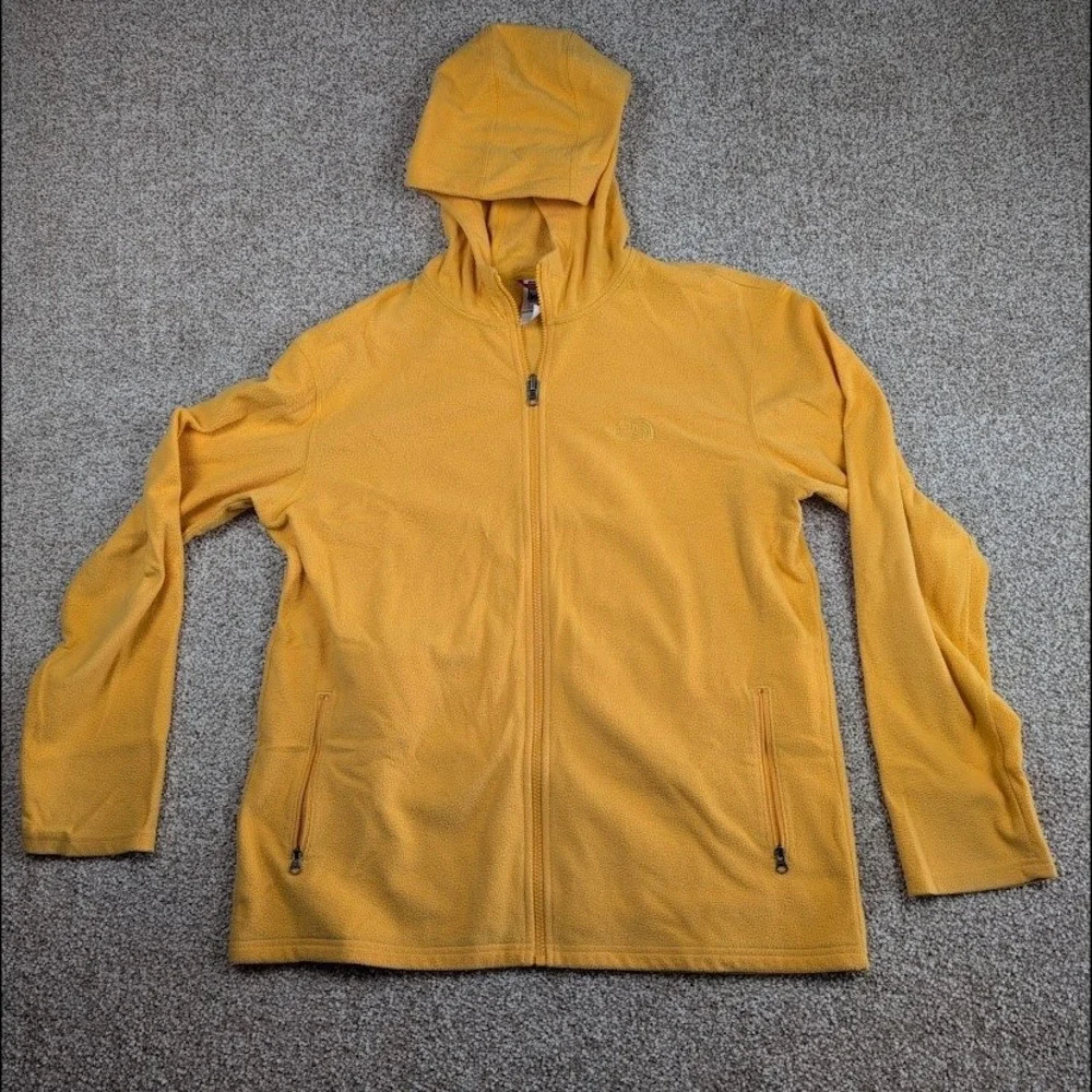 The North Face Mens Large Yellow Full Zip Fleece Hoodie‎ Jacket Coat